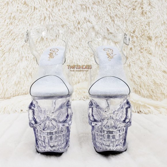Rapture Clear Skull & Bones Platform 8" Heels Vortex - Picture 2 of 15